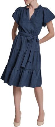 DKNY Bubble Sleeve Tiered Dress in Indigo at Nordstrom Rack, Size 10