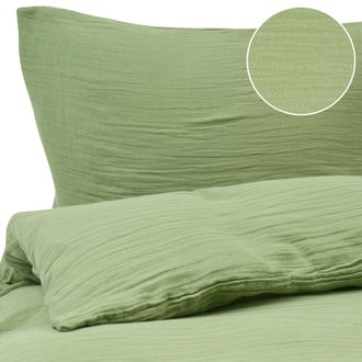 Beliani Conjunto De Funda De Edred&oacute;n Moderna De Muselina De Algod&oacute;n 150 X 200 Cm Verde Sumner