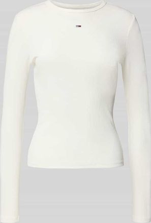 Tommy Jeans Slim Fit Langarmshirt aus Ripp in Offwhite, Größe XS