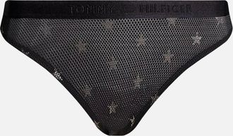 Tommy Hilfiger Womens Silver Stars Lace Bikini Brief, Black - Size: 18/32in