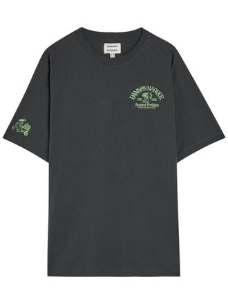 Damson Madder Grown In The Garden Printed Cotton T-shirt - Black - 16 (UK16 / XL)