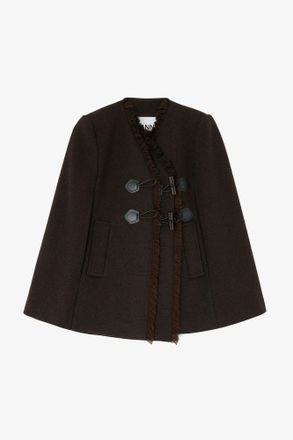 Ganni Brown Cape in Wool - Size 8/10