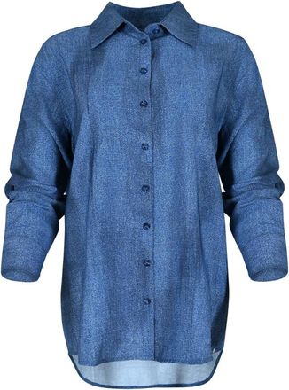 Maicazz Vintage Blue Lenna Blouse - Dames - Overhemden - Blauw - L - Overhemden