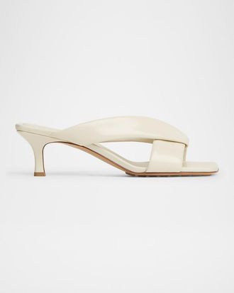 Bottega Veneta Riva Micro Woven Nappa Leather Kitten-Heel Sandals