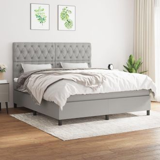 vidaXL Vidaxl - Cama Box Spring Con Colch&oacute;n Tela Gris Claro 160x200 Cm