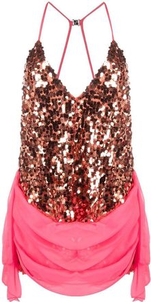 Dsquared2 sequin-embellished mini dress - women - Polyester/Polyester/Silk - 38 - Orange