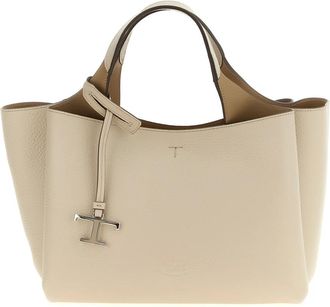 Tod's Tassen, Dames, Beige, ONE Size, Leer, Mini Grainy Leren Handtas