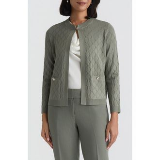 Kasper Diamond Stitch Cardigan in Dark Sea Stone at Nordstrom, Size X-Large