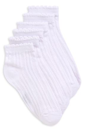 Stems Lace Knit 3-Pack Ankle Socks in White at Nordstrom