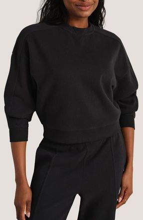 Rhone Signature Crewneck Cotton Blend Rib Sweatshirt in Pure Black at Nordstrom, Size X-Small