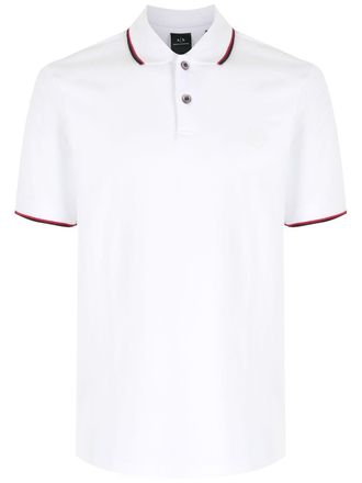 A|X Armani Exchange logo-print polo shirt - men - Spandex/Elastane/Cotton - S - White