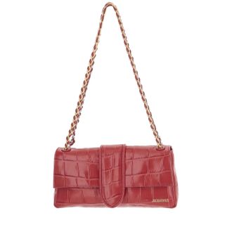 Jacquemus Red Chaine Animal Print Two-Tone Chain Leather Shoulder Bag