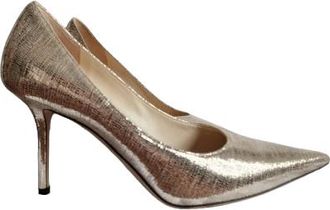 Jimmy Choo London Gold Leather Pumps 85 Size 39.5