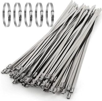 OEM 100 Bridas De Acero Inoxidable, 500 &times; 7,9 Mm, Bridas De Acero Inoxidable, Abrazaderas De Acero Para Cables, Bridas Met&aacute;licas Para Bobinado De Escape, 