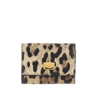 Dolce & Gabbana Leopard-print leather french flap wallet Woman One Size