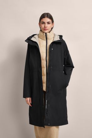 Bugatti Kurzmantel BUGATTI, Damen, Gr. 46, schwarz, 100% Polyester, unifarben, regular fit, B&uuml;ndchen, M&auml;ntel Kurzmantel, mit Westenfake