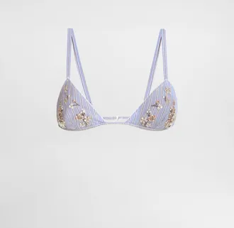 Dolce & Gabbana Striped Poplin Bra With Embroidery - Woman Underwear Multicolor 1