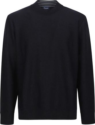 Drumohr Ronde Hals Trui - Heren - Ronde hals truien - Blauw - 2XL - Wol - Truien & Vesten