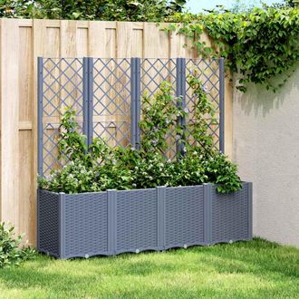 vidaXL Jardinera Con Enrejado Pp Azul Gris 160x40x140 Cm Vidaxl