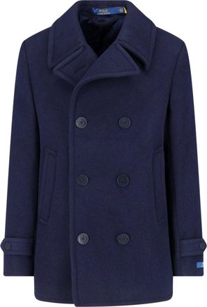 Polo Ralph Lauren Double-Breasted Wool Blend Coat With Classic Lapel And Buttoned Cuffs