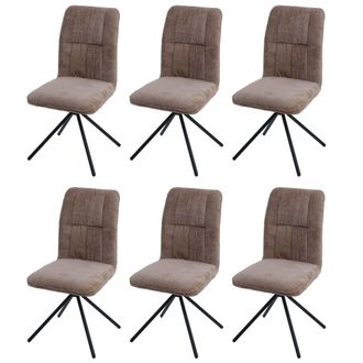 Hhg Hhg - Juego De 6 Sillas De Comedor 432, Silla De Cocina, Giratoria Con Retorno Autom&aacute;tico, Tejido/textil Chenilla (340 G/m&sup2;) &Ouml;ko-tex, Marr&oacute;n Claro