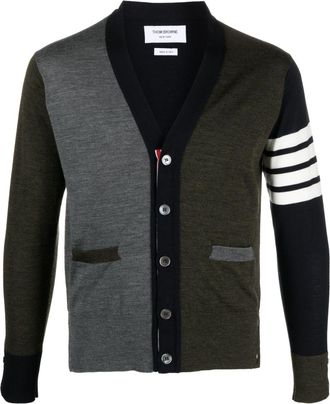 Thom Browne colour-block virgin wool cardigan - men - Virgin Wool - 2 - Blue