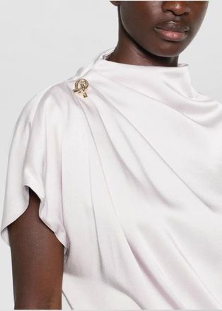 Fabiana Filippi satin draped knot-detail short-sleeve midi dress