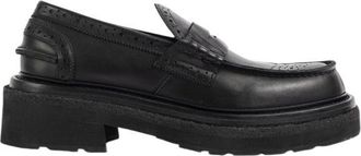sacai Womens Wingtip Loafers - Black Leather - Size EU 36