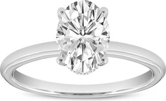 LuvMyJewelry Anastasia 14K Gold Oval Cut Solitaire Hidden Halo Ring - 1.61 Ct