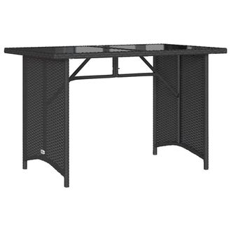 vidaXL Vidaxl - Mesa De Jard&iacute;n Superficie De Vidrio Rat&aacute;n Pe Negro 110x68x70 Cm