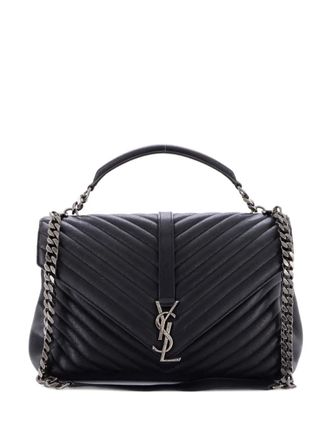 Saint Laurent Classic Monogram College Bag Matelasse Chevron Leather Large shoulder bag - Nero