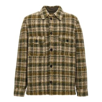 Isabel Marant Jassen, Heren, Veelkleurig, L, Wol, Kevron Geruite Jas