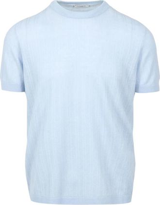 Paolo Pecora T-shirts en Poloshirts Felblauw - Heren - Ronde hals truien - Blauw - 2XL - Katoen - Truien & Vesten