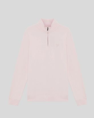 Lyle & Scott Mens Superfine Cotton 1/4 Zip Sweatshirt - Pink - Size 2XL