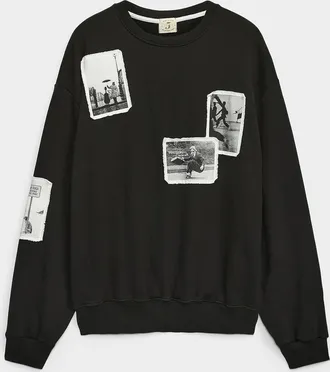 Djab Mens Photo patchwork sweatshirt Imported from Seoul