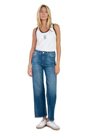 Le Temps Des Cerises Regular Push-up Jeans, Straight High Waist Pulp, 7/8th, Blue, 28W