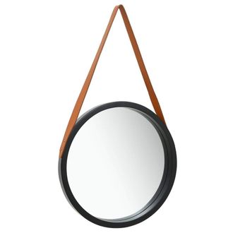 vidaXL Espejo De Pared Con Correa Negro 50 Cm Vidaxl