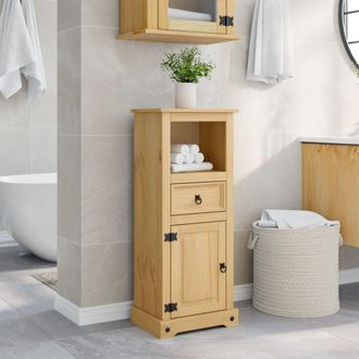 Berkfield Home Bathroom Cabinet Corona 45x33x110 cm Solid Wood Pine in Brown | Size: 45 x 33 x 110 cm