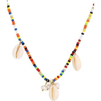 Adornia Freshwater Pearl & Shell Charm Beaded Necklace in Multi at Nordstrom Rack