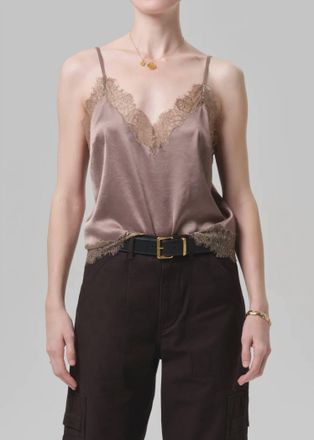Citizens Of Humanity Lace Trimmed Cami In Cocoa (Md Grey Brown)