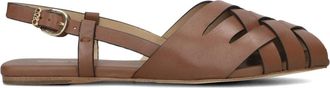 Michael Kors Schoenen, Dames, Bruin, 40 EU, Leer, Irene Sling Flat Sandalen
