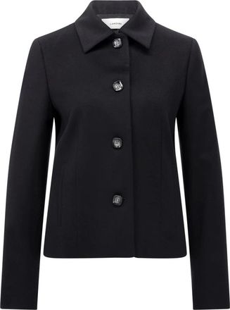 Lardini Klassieke wollen jas met knoopsluiting - Dames - Zomerjassen - Zwart - L - Wol - Jassen