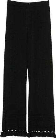 Twinset Pantalone con ricami - Dames - Wijde Broeken - Zwart - S - Broeken