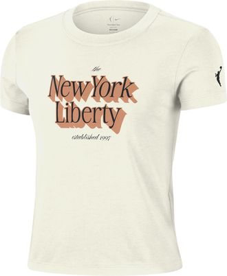 Nike Womens New York Liberty WNBA Cropped T-Shirt in White | IM1630-133