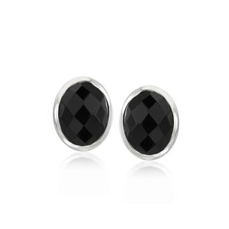 Ross-Simons Bezel-Set Onyx Stud Earrings in Sterling Silver