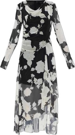 AllSaints Loria Asymmetrische Jurk - Dames - Casual kleedjes - Zwart - 2XS - Polyester - Kleedjes