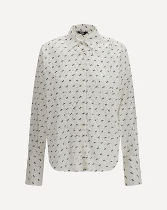 GCDS Cotton broderie anglaise Shirt with all-over logo embroidery Female UNI