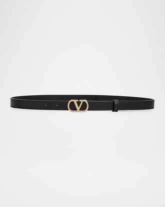 Valentino Garavani VLogo Signature Belt in Shiny Calfskin with Crystals 20MM