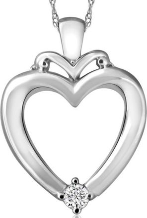 Pompeii3 Solitaire Diamond Heart Pendant in White, Rose or Yellow Gold 1 Tall
