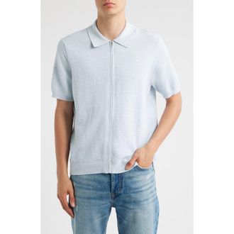 Nn.07 Gustav 6686 Short Sleeve Full Zip Cardigan in Winter Sky at Nordstrom Rack, Size Xx-Large